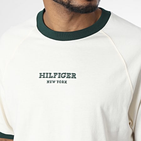 Tommy Hilfiger - Tee Shirt Monotype Ringer 4396 Beige Vert Kaki