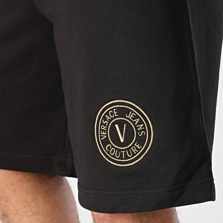 Versace Jeans Couture - Pantaloncini da jogging in cotone e pile 76GADT02 Nero Oro