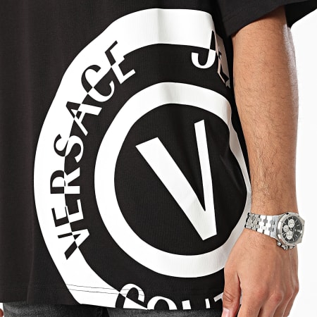 Versace Jeans Couture - Camiseta Oversize grande Vemblem Seas 76GAHT05-CJ00T Negro