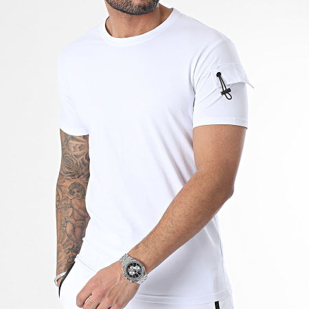 Zayne Paris  - Conjunto de camiseta blanca y pantalón corto de jogging