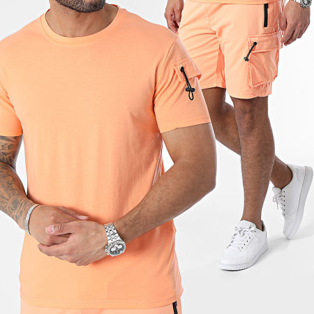 Zayne Paris  - Conjunto de camiseta naranja y pantalón corto de jogging
