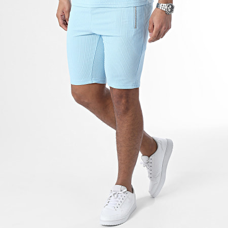 Zayne Paris  - Set di maglietta con scollo a zip e pantaloncini da jogging blu chiaro