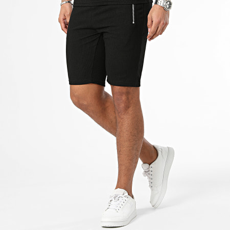 Zayne Paris  - Zwart T-shirt met rits en joggingshortset