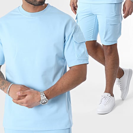 Zayne Paris  - Conjunto de camiseta y pantalón corto azul claro