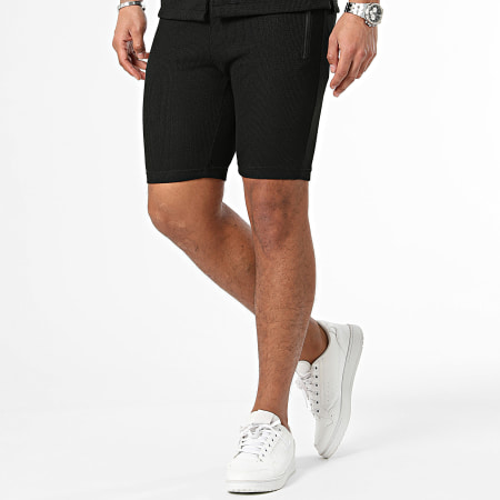 Zayne Paris  - Set camicia nera a maniche corte e pantaloncini da jogging