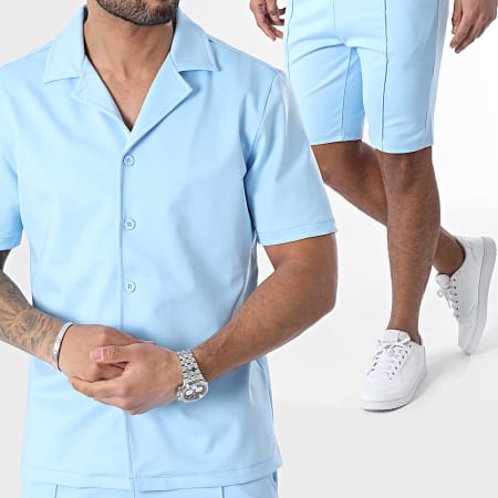 Zayne Paris  - Set camicia a maniche corte e pantaloncini da jogging Azzurro