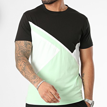 Zayne Paris  - Ensemble Tee Shirt Et Short Jogging Noir Vert Clair