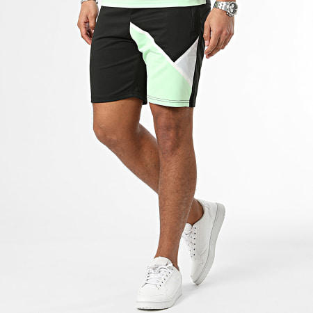 Zayne Paris  - Zwart lichtgroen T-shirt en joggingshortset