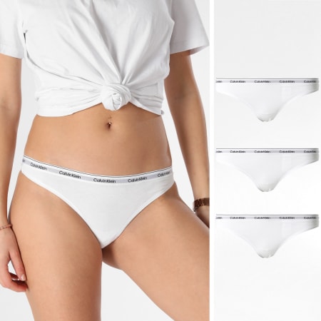 Calvin Klein - Juego De 3 Tangas Para Mujer QD5209E Blanco