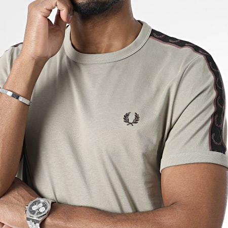 Fred Perry - Tee Shirt A Bandes Contrast Tape Ringer M4613 Gris