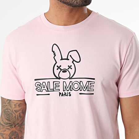 Sale Môme Paris - Camiseta Outline Graffiti Rabbit Rosa Negro