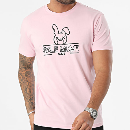 Sale Môme Paris - Camiseta Outline Graffiti Rabbit Rosa Negro