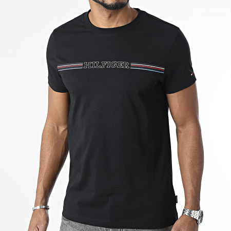 Tommy Hilfiger - Camiseta a rayas en el pecho 4428 Negro