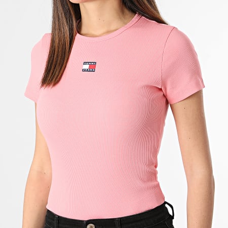 Tommy Jeans - Camiseta de mujer Slim Tee Badge 7881 Rosa