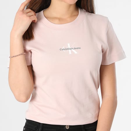 Calvin Klein - Camiseta cuello redondo mujer 2564 Rosa claro