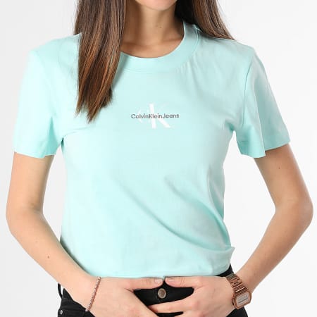 Calvin Klein - Camiseta cuello redondo mujer 2564 Azul turquesa