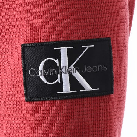 Calvin Klein - Felpa girocollo Monogram Badge Waffle 3485 Rosso