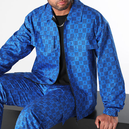 Final Club - Damier 0039 Set giacca con zip e pantaloni cargo blu royal