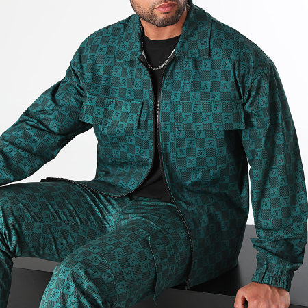 Final Club - Damier 0040 Set giacca e pantaloni cargo con zip verde