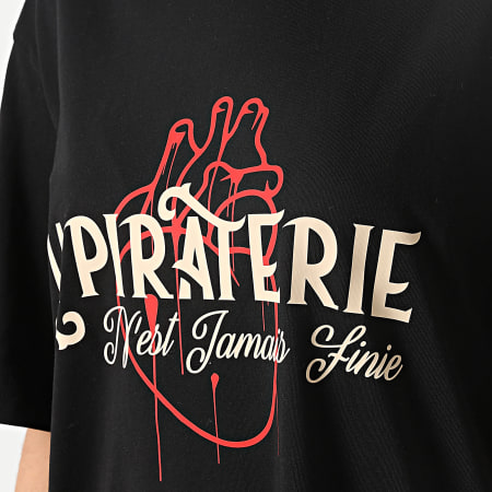 La Piraterie - Camiseta oversize negra Ratpi Heart para mujer