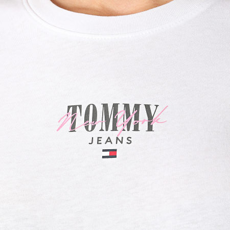 Tommy Jeans - Maglietta donna Essential Logo 7840 bianca a maniche lunghe slim
