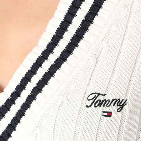 Tommy Hilfiger - Jersey de mujer con cuello en V Script 7758 Beige claro