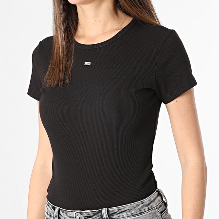 Tommy Jeans - Camiseta de mujer Essential Slim Tee 7383 Negro