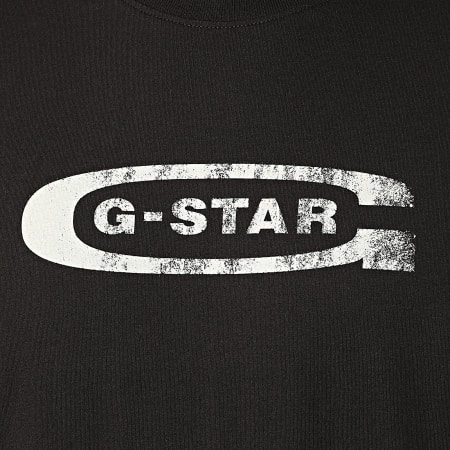 G-Star - Maglietta con logo Old School D24365-336 nero, con segni di usura