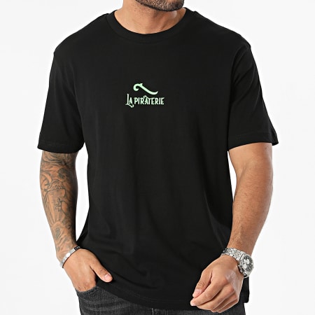 La Piraterie - Tee Shirt Oversize Neon Noir Vert Fluo