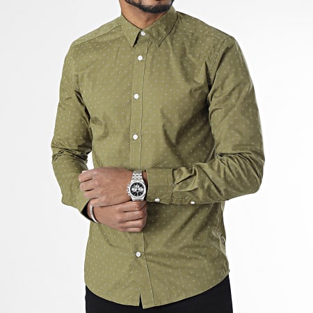 Only And Sons - Chemise Manches Longues Slim Sane Life 7764 Vert Kaki