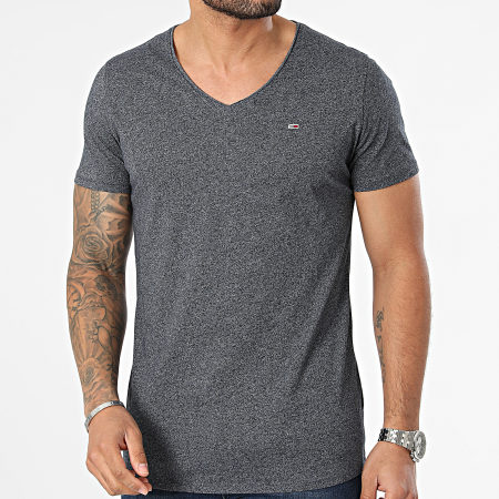 Tommy Jeans - Jaspe 9587 Camiseta cuello pico jaspeada azul marino