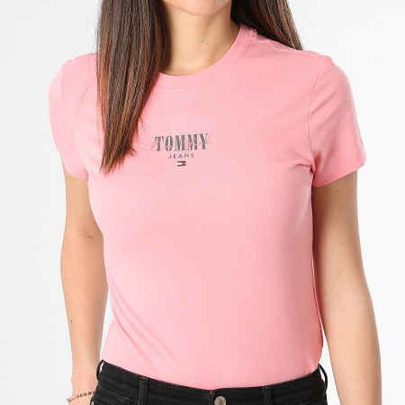 Tommy Jeans - Tee Shirt Slim Femme Essential Logo 7839 Rose