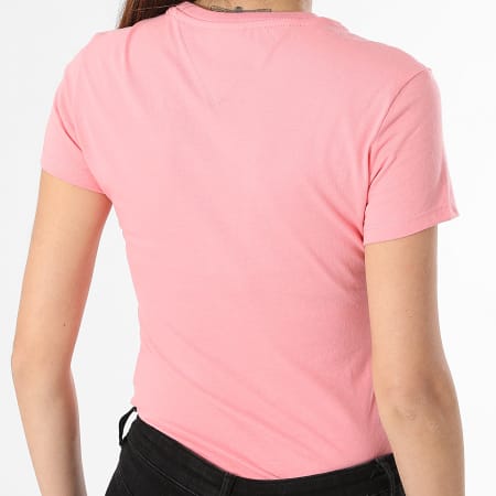 Tommy Jeans - Tee Shirt Slim Femme Essential Logo 7839 Rose