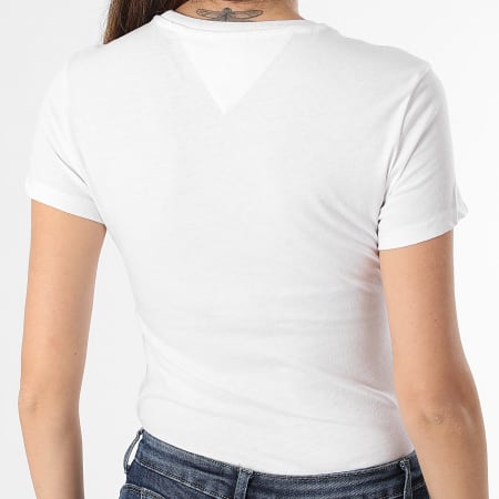 Tommy Jeans - Camiseta de mujer Essential Logo Slim Tee 7839 Blanca