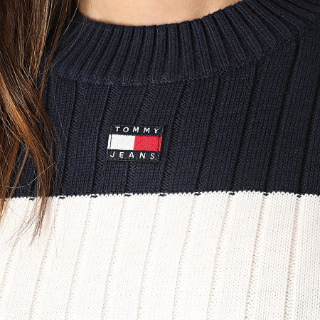 Tommy Jeans - Maglione donna Colorblock Badge 8117 Bianco Navy Rosso