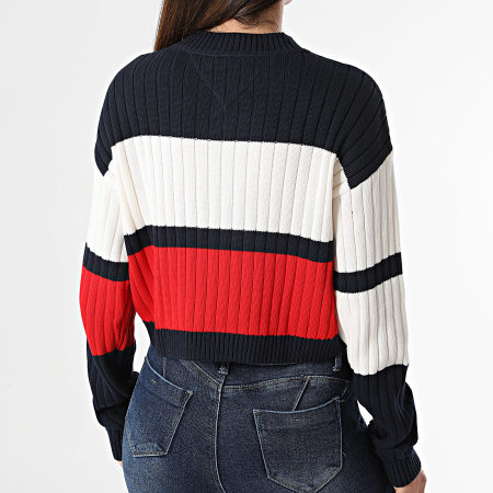 Tommy Jeans - Jersey de mujer Colorblock Badge 8117 White Navy Red