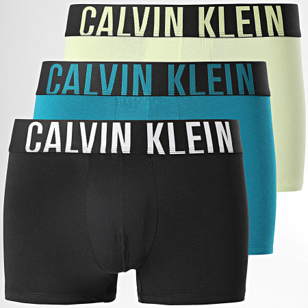Calvin Klein - Juego de 3 NB3608A Negro Lima Azul Pato Boxers