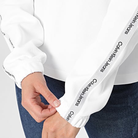 Calvin Klein - Felpa con cappuccio a righe da donna 3078 Bianco