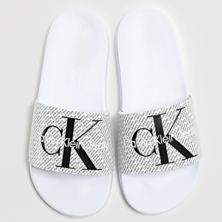 Calvin Klein - Claquettes Femme Slide 1407 Bright White Black