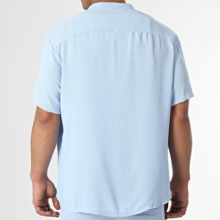 Frilivin - Conjunto de camisa de manga corta y pantalón corto azul claro