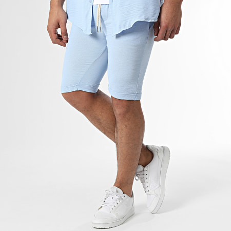 Frilivin - Conjunto de camisa de manga corta y pantalón corto azul claro