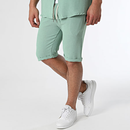 Frilivin - Conjunto de camisa de manga corta y pantalón corto de jogging Verde claro