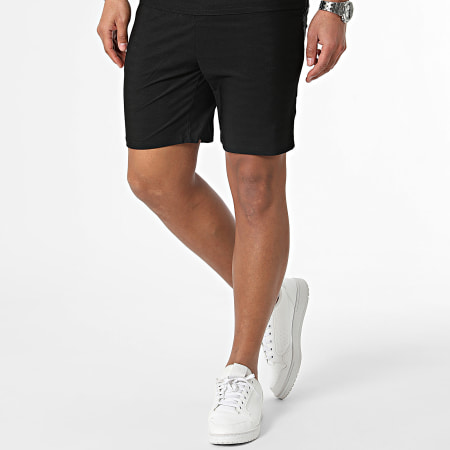 Frilivin - Set di pantaloncini da polo e pantaloncini da jogging a maniche corte nero