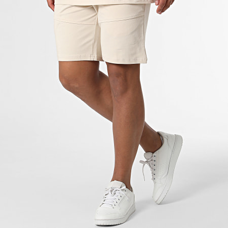 Frilivin - Conjunto de camiseta y pantalón corto de jogging beige