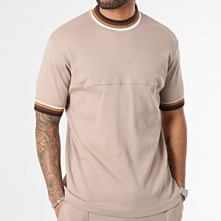 Frilivin - Conjunto de camiseta y pantalón corto Jogging de color topo