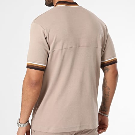 Frilivin - Conjunto de camiseta y pantalón corto Jogging de color topo