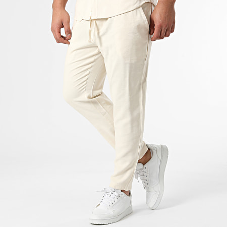 Frilivin - Set camicia e pantaloni beige a maniche corte