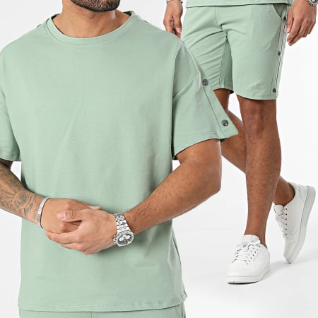 Frilivin - Conjunto de camiseta verde y pantalón corto de jogging