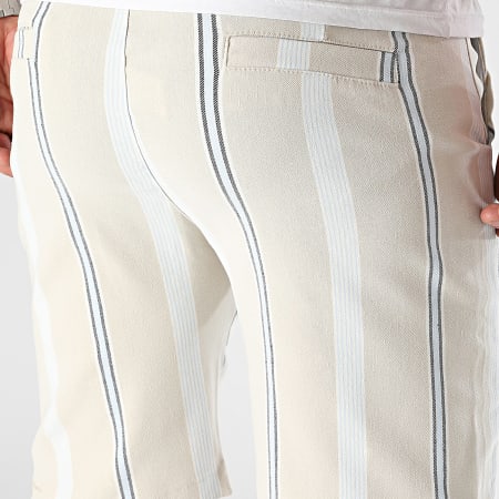 Frilivin - Pantalones cortos chinos a rayas azul y beige