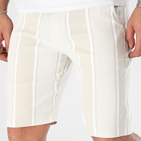 Frilivin - Pantaloncini Chino beige a righe bianche